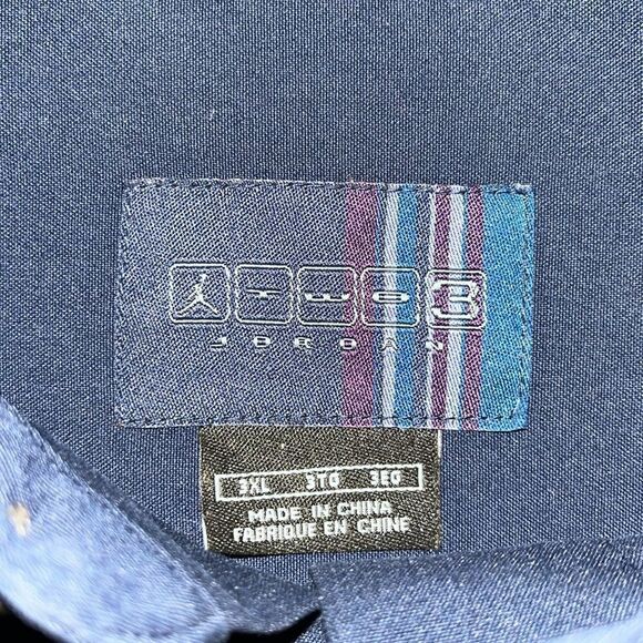 Flight UNC North Carolina Tar Heels Navy Blue Jordan TWO3 Button Down Shirt 3XL - Picture 3 of 9